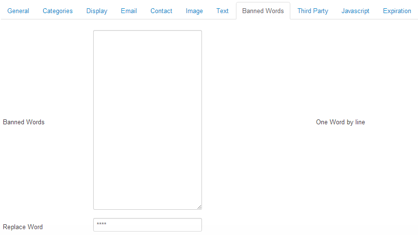 Banned Words Configuration