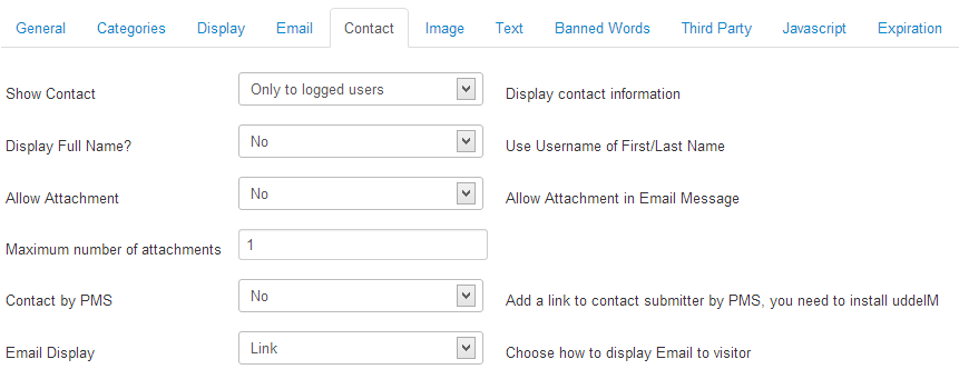 Contact Configuration