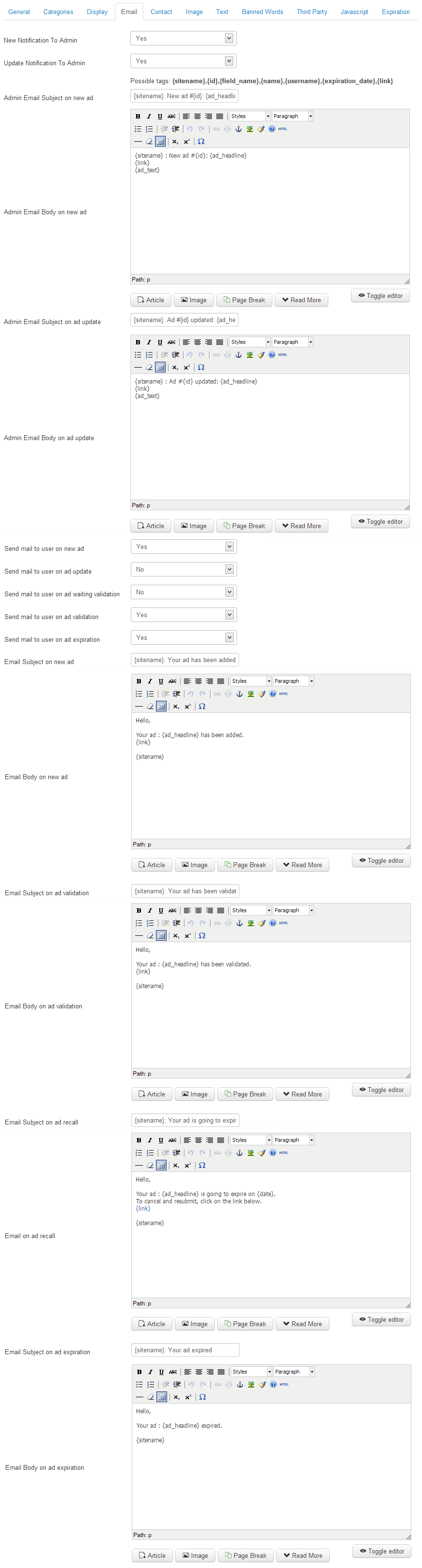 Email Configuration