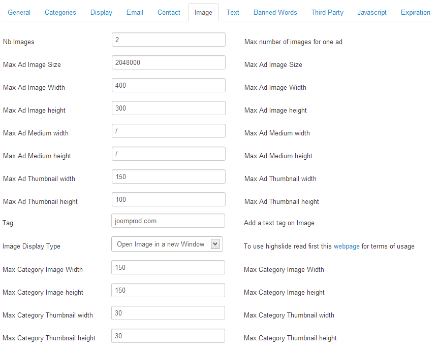Image Configuration